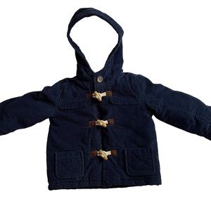 Baby Boden Navy Corduroy Toggle Hooded Coat 12-18 months